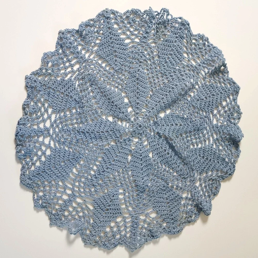 Vintage Crochet Doily Lot of 2 Blue and‎ Pastel Rainbow Color